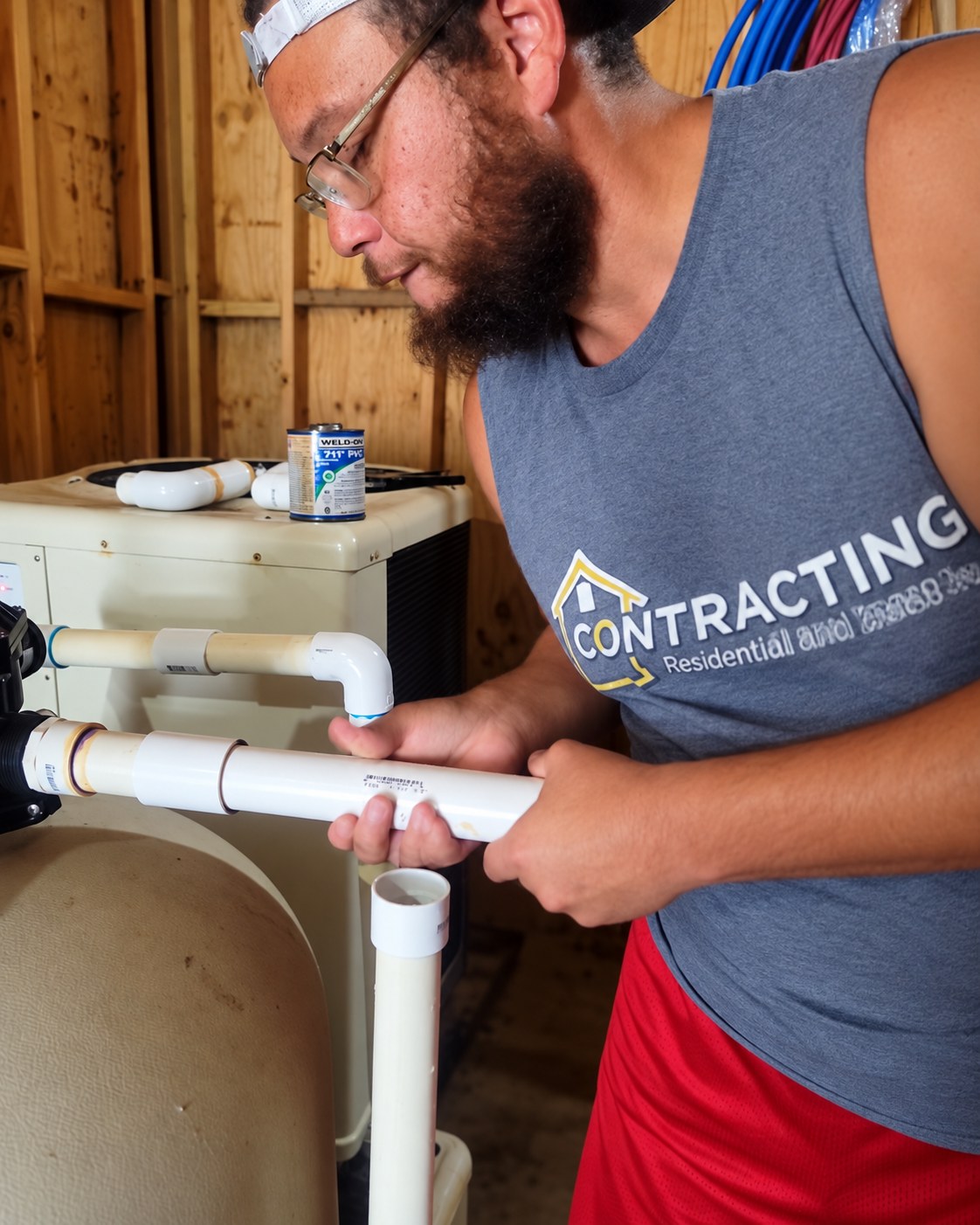 Pool-equipment PVC repair — L.I. Contracting project